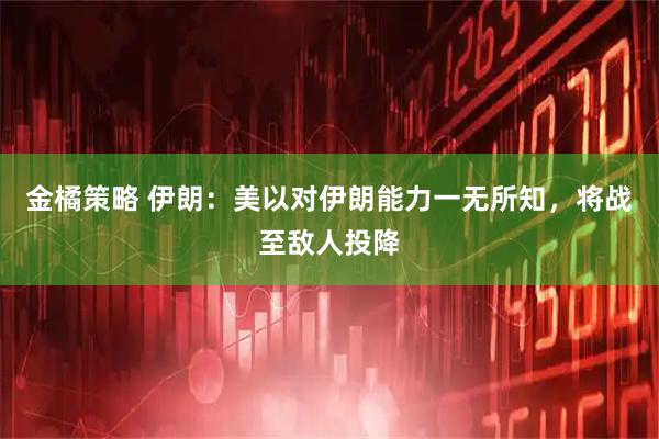 金橘策略 伊朗：美以对伊朗能力一无所知，将战至敌人投降