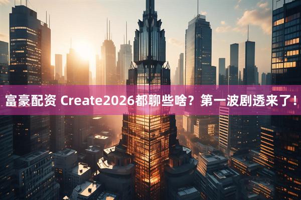 富豪配资 Create2026都聊些啥？第一波剧透来了！