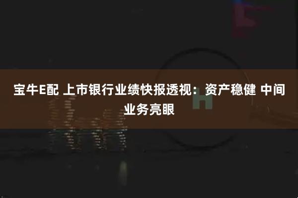 宝牛E配 上市银行业绩快报透视：资产稳健 中间业务亮眼