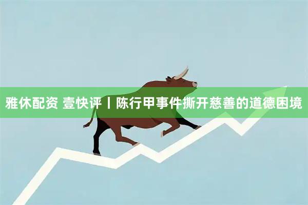 雅休配资 壹快评丨陈行甲事件撕开慈善的道德困境