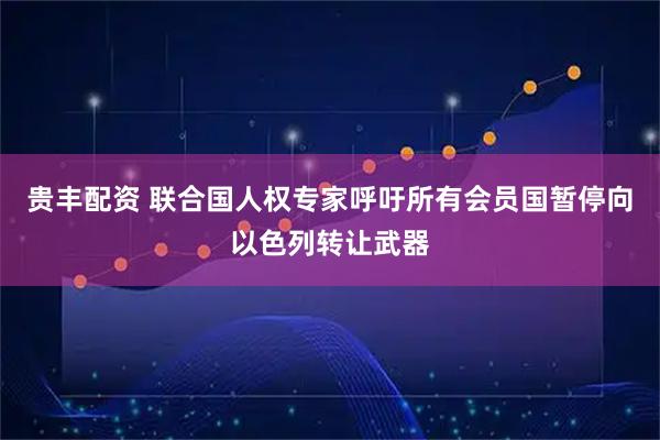 贵丰配资 联合国人权专家呼吁所有会员国暂停向以色列转让武器