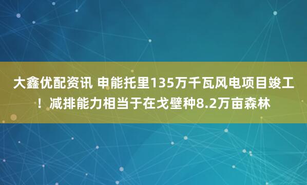 大鑫优配资讯 申能托里135万千瓦风电项目竣工！减排能力相当于在戈壁种8.2万亩森林